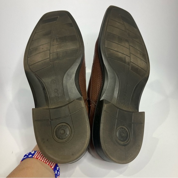 Ecco Johannesburg perforated tie oxford shoes brown leather mens size 44 10/10.5 - Picture 7 of 10